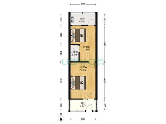 工行家属院(黄雁村) 2室0厅1卫 42平方