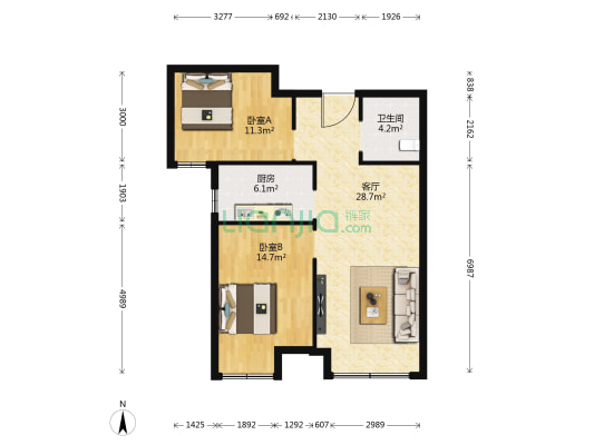 联发欣悦学府 2室1厅1卫 83平方