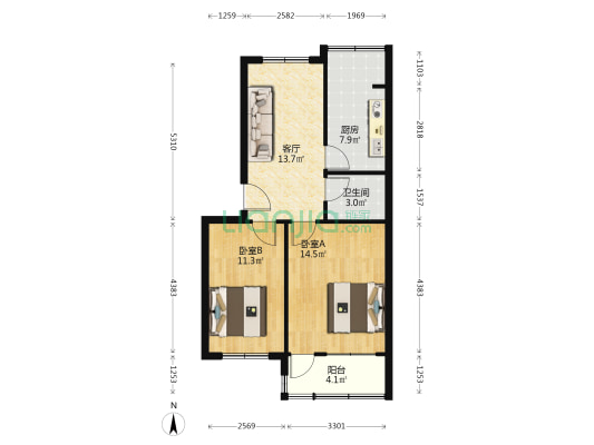 永安新村 2室1厅1卫 76平方