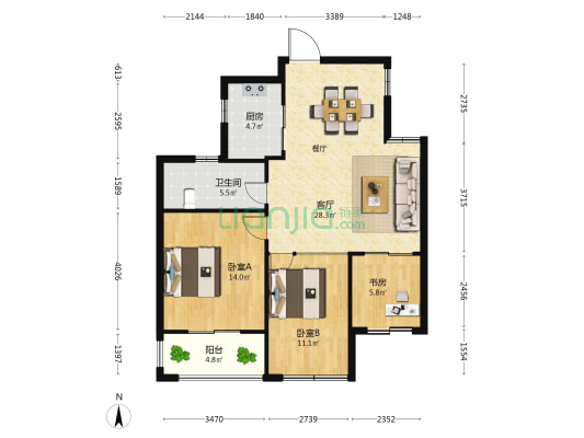 星洲城市花园 3室1厅1卫 89平方