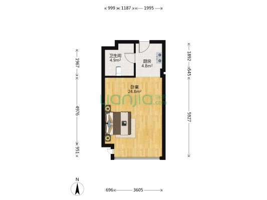 名门东和园 1室1厅1卫 60平方