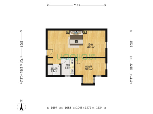 钢丰楼 1室0厅1卫 66平方