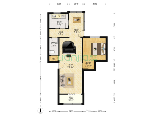 一环路南二段7号 1室2厅1卫 61平方