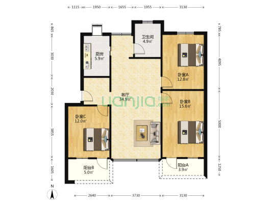 拥军路6号 3室1厅1卫 108平方