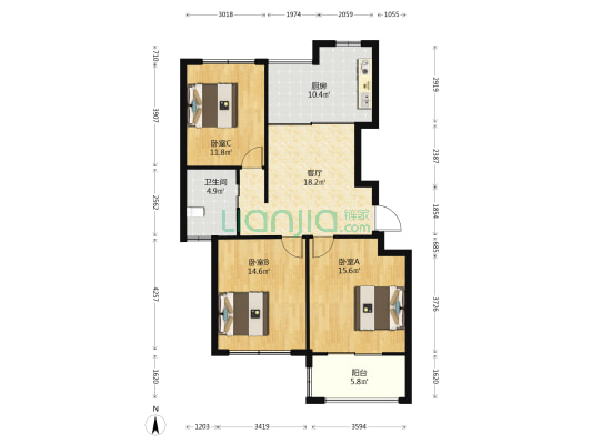 万峰·滨江苑 3室1厅1卫 98平方