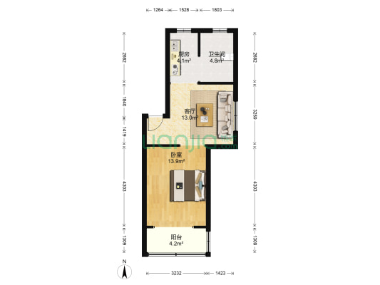 永泰家园南区 1室1厅1卫 50平方