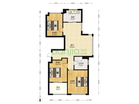 缇香名邸 3室1厅1卫 95平方