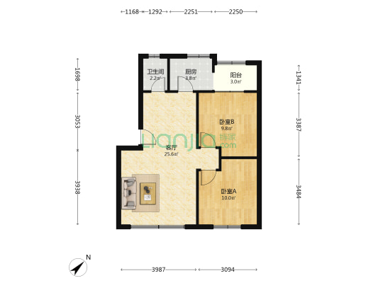 黄金路178号 2室1厅1卫 69平方