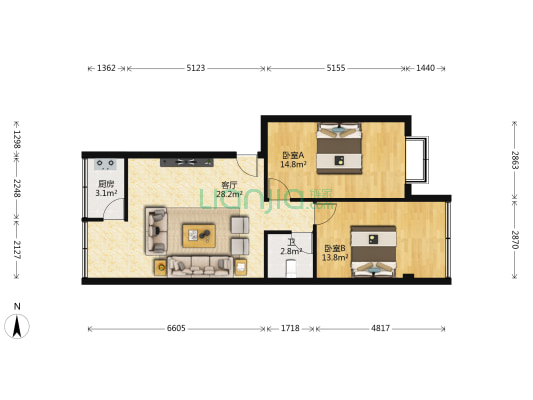 兰州平板玻璃厂技校家属院 2室1厅1卫 81平方