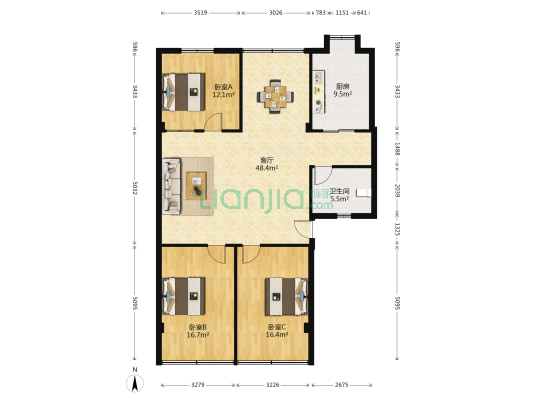 宝丰二村18号 3室1厅1卫 131平方