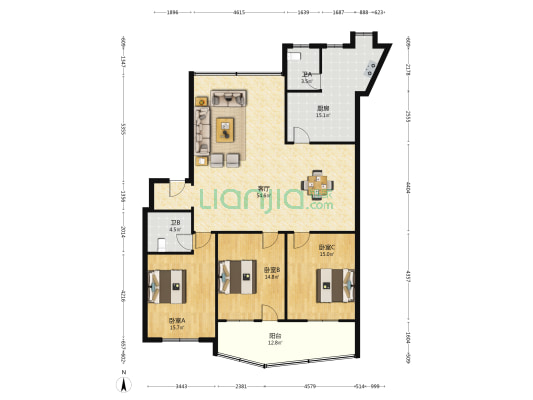 滨江东路120号 3室1厅2卫 151平方