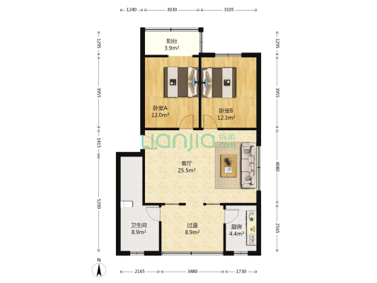 五友大道中段183号 2室1厅1卫 89平方