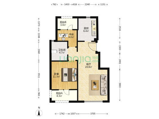 保利拾光年 2室1厅1卫 78平方