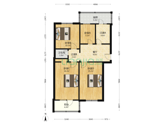 省建五公司宿舍 4室1厅1卫 87平方