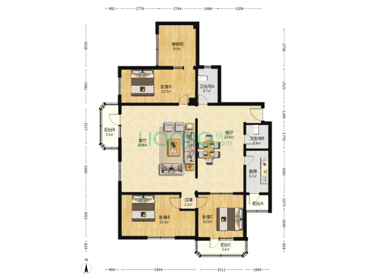 创兴公寓 3室2厅2卫 166平方