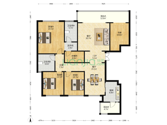 中铁建西派国樾3号地（二期、五期） 4室2厅3卫 172平方