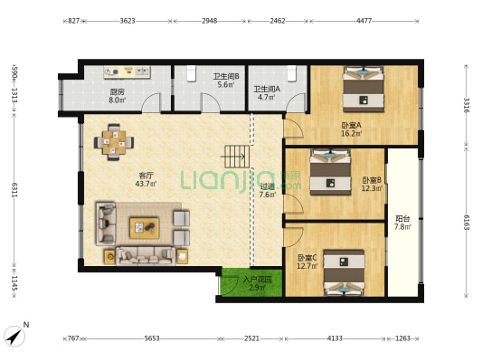 樊城烟草专卖局家属院 3室1厅2卫 146平方