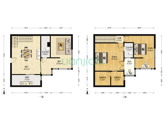 佳安公寓 2室2厅2卫 152平方