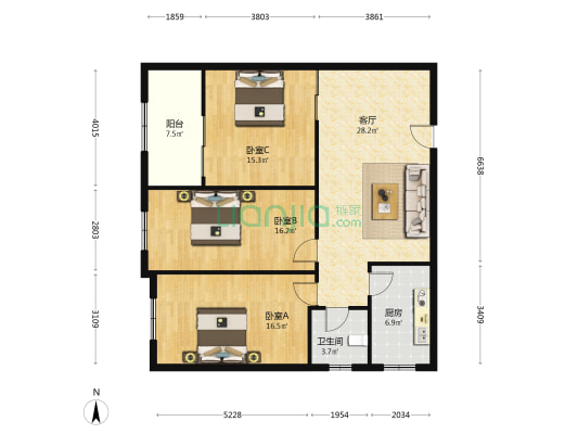 坤中巷小学家属楼 3室1厅1卫 116平方