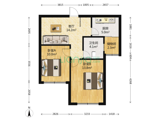 外滩印象花园 2室1厅1卫 65平方