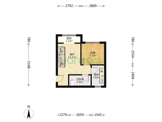 新雅横街3号 1室1厅1卫 39平方