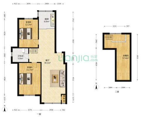 龙逸尊尚雅苑 2室1厅1卫 96平方