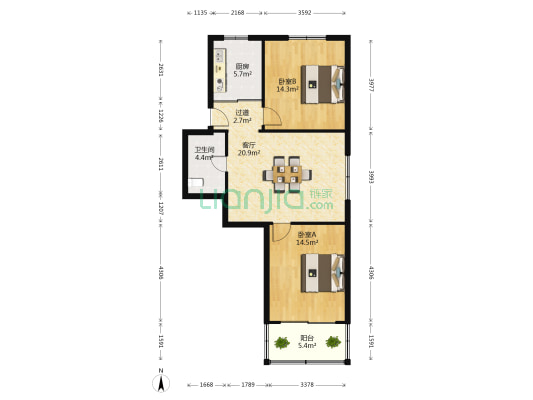 机关大院 2室1厅1卫 81平方