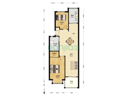 甬港豪庭 2室1厅1卫 89平方