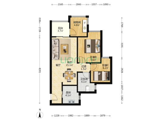 中海学仕里 2室1厅1卫 69平方