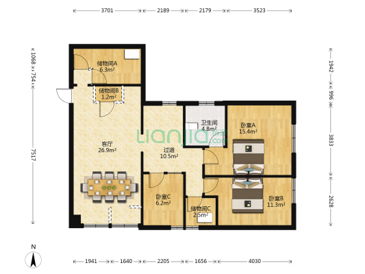 新兴大厦 3室1厅1卫 118平方