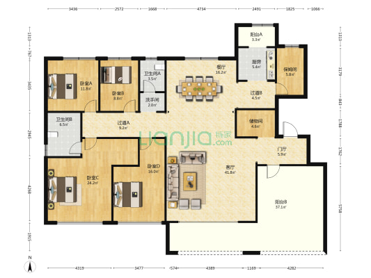 春华秋实·梅园 4室2厅3卫 234平方