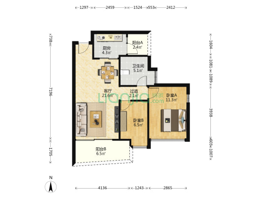 海语西湾 2室1厅1卫 70平方