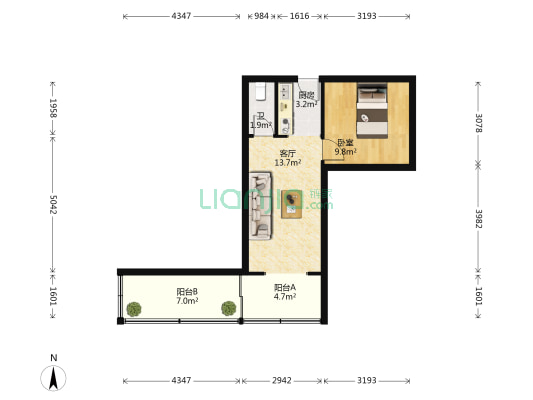 东升街18号 1室1厅1卫 35平方