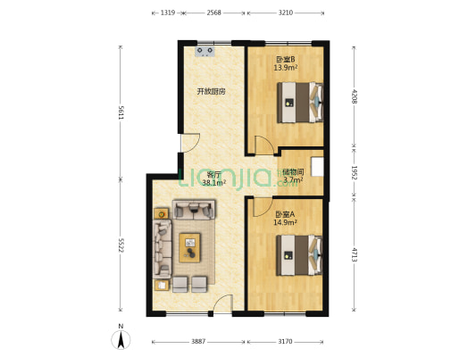 澳海澜郡B区 2室1厅0卫 89平方