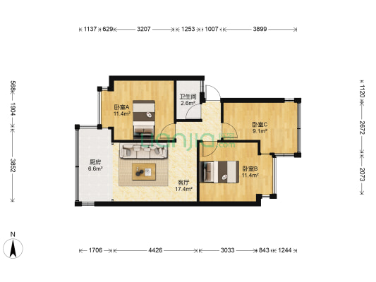 豆腐营永兴路80号 3室1厅1卫 76平方
