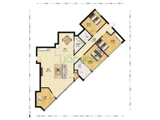 东亚大厦 4室2厅2卫 170平方