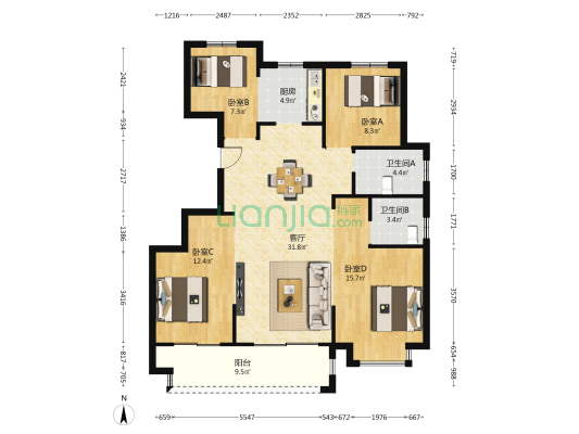 逸湾小筑 4室1厅2卫 118平方