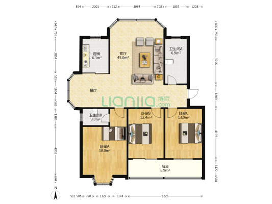 南燕都 3室1厅2卫 139平方
