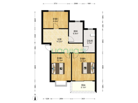 怡和嘉园 3室0厅1卫 80平方