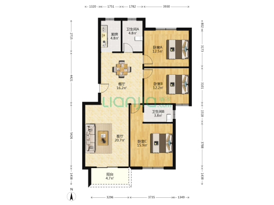 永安溪园 3室2厅2卫 116平方