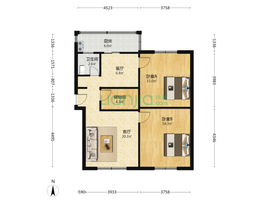 里仁街24号 2室2厅1卫 85平方