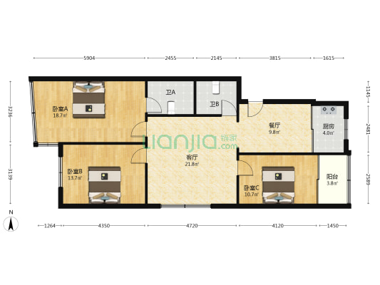 西四街88号 3室2厅2卫 110平方
