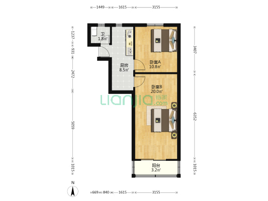 延安西路421弄 2室0厅1卫 54平方