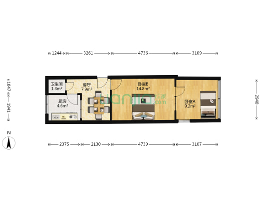 市运输公司家属院 2室1厅1卫 34平方