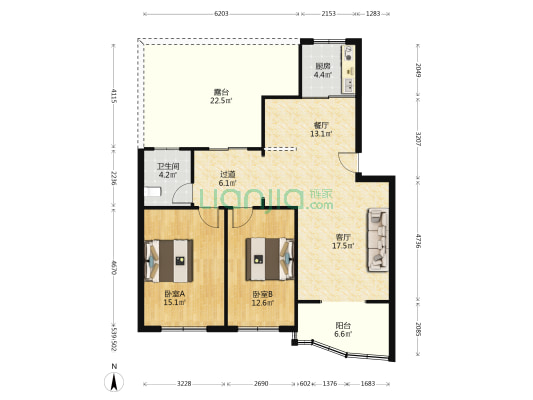 杰昌花苑 2室2厅1卫 92平方