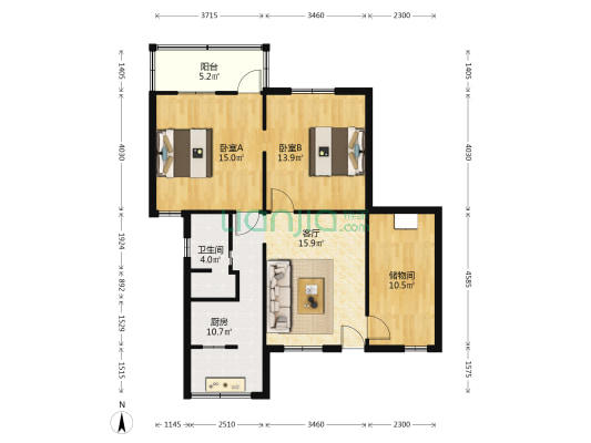 西城路 2室1厅1卫 86平方