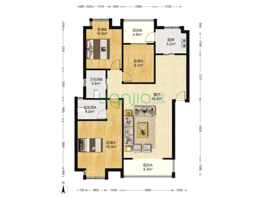 沙西明珠 3室1厅2卫 111平方