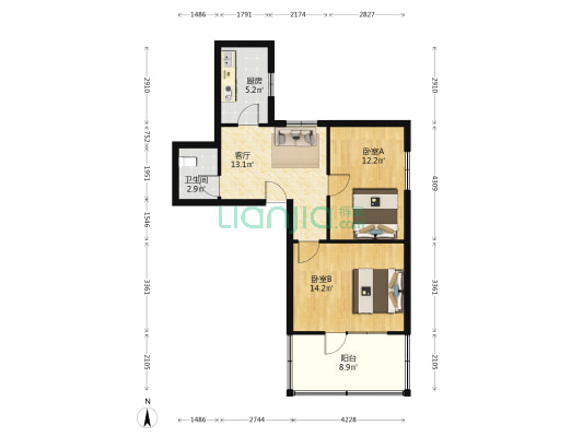 友谊北大街306号院 2室1厅1卫 70平方