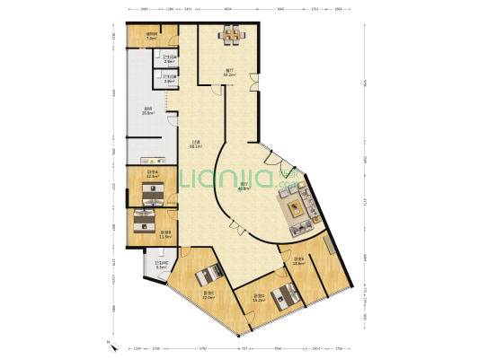 顺天国际金融中心 5室2厅3卫 273平方