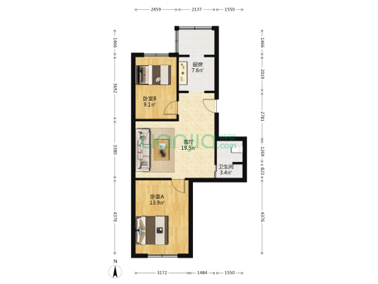 碧水俪城 2室1厅1卫 74平方